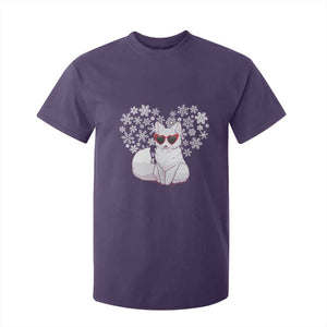 Valentine's Day T Shirt For Kid Arctic Snow Fox Heart Glasses Snowflake Animal Lover TS09 Purple Print Your Wear