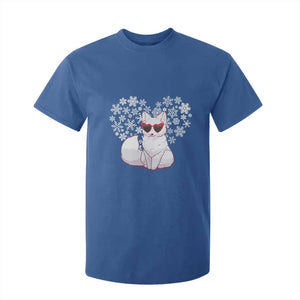 Valentine's Day T Shirt For Kid Arctic Snow Fox Heart Glasses Snowflake Animal Lover TS09 Royal Blue Print Your Wear