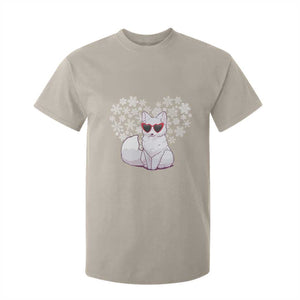 Valentine's Day T Shirt For Kid Arctic Snow Fox Heart Glasses Snowflake Animal Lover TS09 Sand Print Your Wear