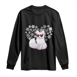 Valentine's Day Long Sleeve Shirt Arctic Snow Fox Heart Glasses Snowflake Animal Lover TS09 Black Print Your Wear