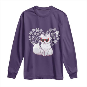 Valentine's Day Long Sleeve Shirt Arctic Snow Fox Heart Glasses Snowflake Animal Lover TS09 Purple Print Your Wear