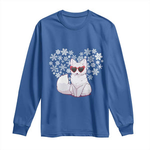 Valentine's Day Long Sleeve Shirt Arctic Snow Fox Heart Glasses Snowflake Animal Lover TS09 Royal Blue Print Your Wear