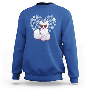 Valentine's Day Sweatshirt Arctic Snow Fox Heart Glasses Snowflake Animal Lover TS09 Royal Blue Printyourwear