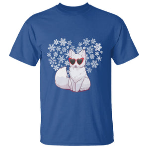 Valentine's Day T Shirt Arctic Snow Fox Heart Glasses Snowflake Animal Lover TS09 Royal Blue Printyourwear