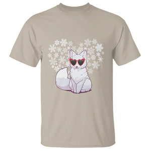 Valentine's Day T Shirt Arctic Snow Fox Heart Glasses Snowflake Animal Lover TS09 Sand Printyourwear