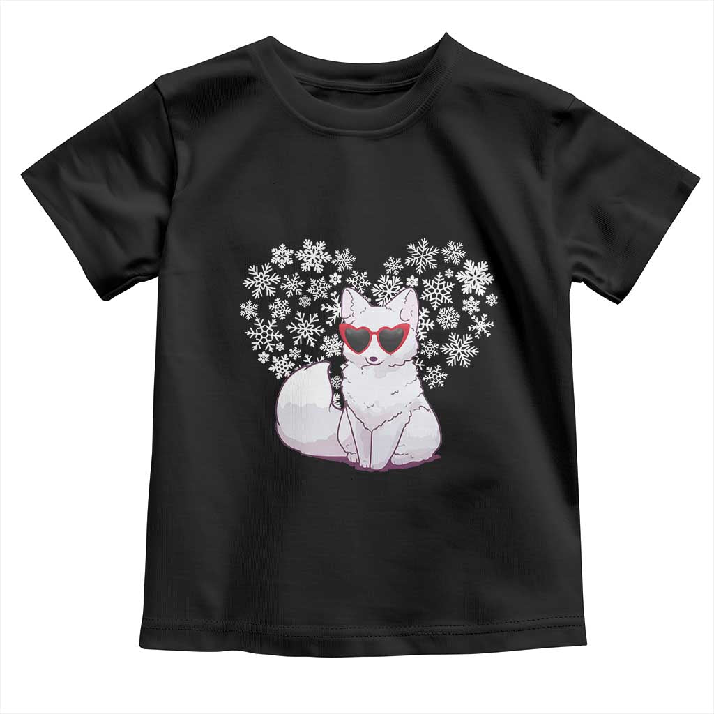 Valentine's Day Toddler T Shirt Arctic Snow Fox Heart Glasses Snowflake Animal Lover TS09 Black Print Your Wear