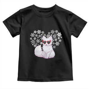 Valentine's Day Toddler T Shirt Arctic Snow Fox Heart Glasses Snowflake Animal Lover TS09 Black Print Your Wear