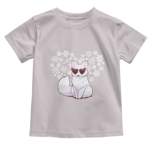 Valentine's Day Toddler T Shirt Arctic Snow Fox Heart Glasses Snowflake Animal Lover TS09 Ice Gray Print Your Wear