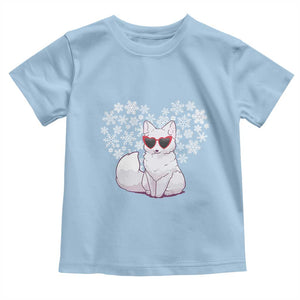 Valentine's Day Toddler T Shirt Arctic Snow Fox Heart Glasses Snowflake Animal Lover TS09 Light Blue Print Your Wear