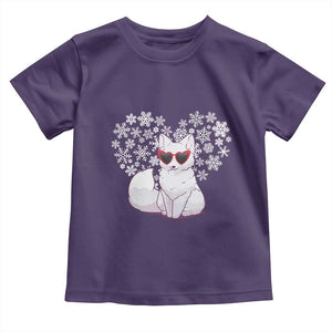 Valentine's Day Toddler T Shirt Arctic Snow Fox Heart Glasses Snowflake Animal Lover TS09 Purple Print Your Wear