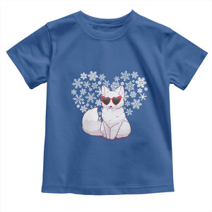 Valentine's Day Toddler T Shirt Arctic Snow Fox Heart Glasses Snowflake Animal Lover TS09 Royal Blue Print Your Wear