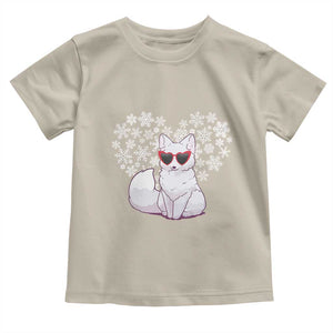 Valentine's Day Toddler T Shirt Arctic Snow Fox Heart Glasses Snowflake Animal Lover TS09 Sand Print Your Wear