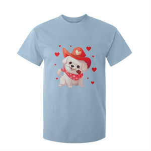 Valentine's Day T Shirt For Kid Vintage Retro Puppy Dog Cowboy TS09 Light Blue Print Your Wear