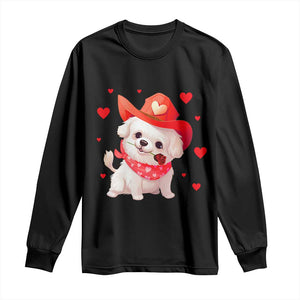 Valentine's Day Long Sleeve Shirt Vintage Retro Puppy Dog Cowboy TS09 Black Print Your Wear