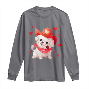 Valentine's Day Long Sleeve Shirt Vintage Retro Puppy Dog Cowboy TS09 Charcoal Print Your Wear