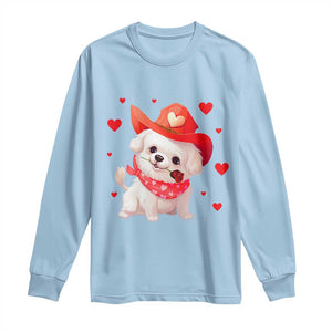 Valentine's Day Long Sleeve Shirt Vintage Retro Puppy Dog Cowboy TS09 Light Blue Print Your Wear