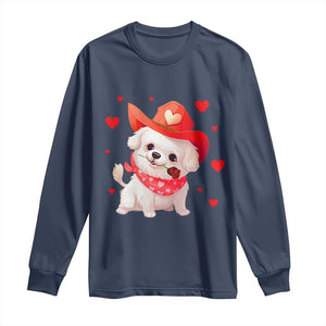 Valentine's Day Long Sleeve Shirt Vintage Retro Puppy Dog Cowboy TS09 Navy Print Your Wear