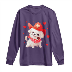 Valentine's Day Long Sleeve Shirt Vintage Retro Puppy Dog Cowboy TS09 Purple Print Your Wear