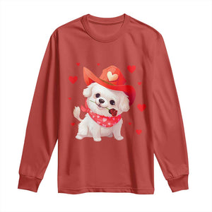 Valentine's Day Long Sleeve Shirt Vintage Retro Puppy Dog Cowboy TS09 Red Print Your Wear