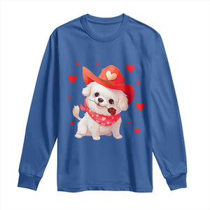 Valentine's Day Long Sleeve Shirt Vintage Retro Puppy Dog Cowboy TS09 Royal Blue Print Your Wear