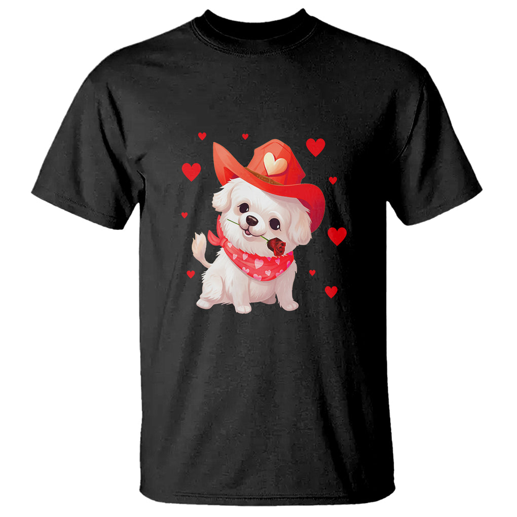 Valentine's Day T Shirt Vintage Retro Puppy Dog Cowboy TS09 Black Printyourwear