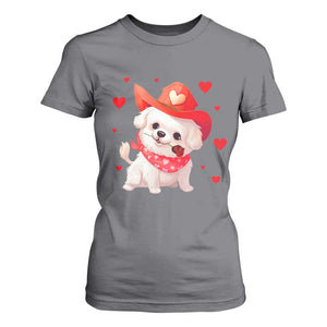 Valentine's Day T Shirt For Women Vintage Retro Puppy Dog Cowboy TS09 Charcoal Print Your Wear