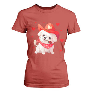 Valentine's Day T Shirt For Women Vintage Retro Puppy Dog Cowboy TS09 Red Print Your Wear