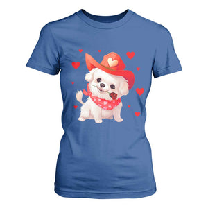 Valentine's Day T Shirt For Women Vintage Retro Puppy Dog Cowboy TS09 Royal Blue Print Your Wear