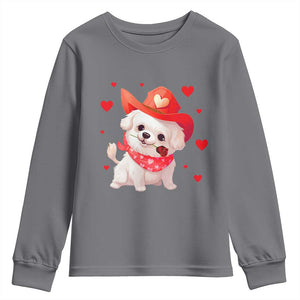 Valentine's Day Youth Sweatshirt Vintage Retro Puppy Dog Cowboy TS09 Charcoal Print Your Wear