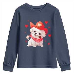 Valentine's Day Youth Sweatshirt Vintage Retro Puppy Dog Cowboy TS09 Navy Print Your Wear