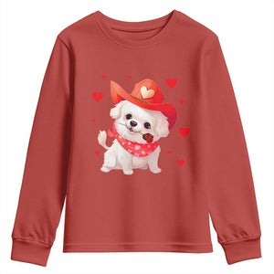 Valentine's Day Youth Sweatshirt Vintage Retro Puppy Dog Cowboy TS09 Red Print Your Wear