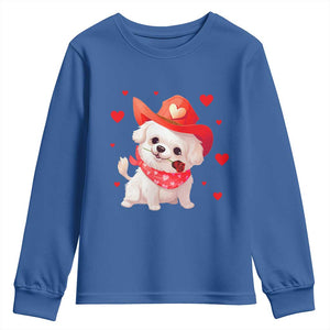 Valentine's Day Youth Sweatshirt Vintage Retro Puppy Dog Cowboy TS09 Royal Blue Print Your Wear