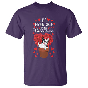 Valentine's Day T Shirt My Frenchie Is My Valentine Cute French Bulldog Rose Heart TS09 Purple Printyourwear