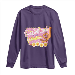 Valentine's Day Long Sleeve Shirt Dachshund Is My Valentine Cute Dog Heart TS09 Purple Print Your Wear