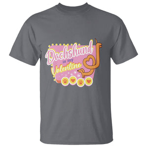 Valentine's Day T Shirt Dachshund Is My Valentine Cute Dog Heart TS09 Charcoal Printyourwear