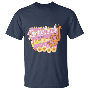 Valentine's Day T Shirt Dachshund Is My Valentine Cute Dog Heart TS09 Navy Printyourwear