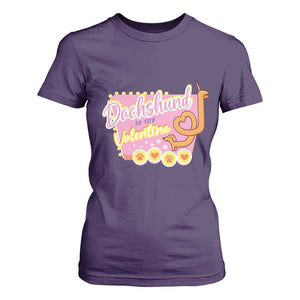 Valentine's Day T Shirt For Women Dachshund Is My Valentine Cute Dog Heart TS09 Purple Print Your Wear