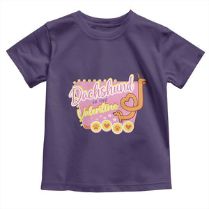 Valentine's Day Toddler T Shirt Dachshund Is My Valentine Cute Dog Heart TS09 Purple Print Your Wear