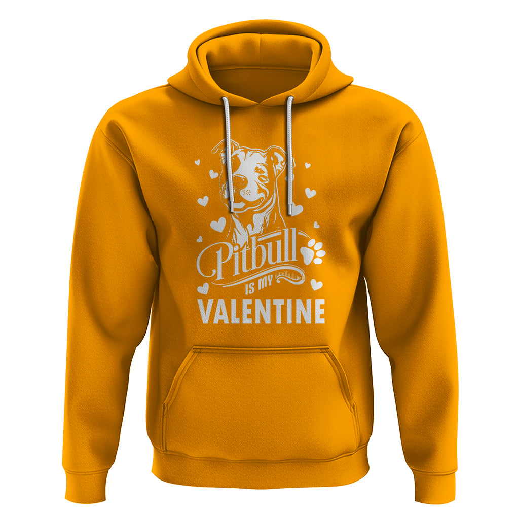 Valentine's Day Hoodie Pitbull Is My Valentine Cute Dog Heart TS09 Gold Printyourwear