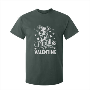 Valentine's Day T Shirt For Kid Pitbull Is My Valentine Cute Dog Heart TS09 Dark Forest Green Print Your Wear