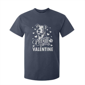 Valentine's Day T Shirt For Kid Pitbull Is My Valentine Cute Dog Heart TS09 Navy Print Your Wear