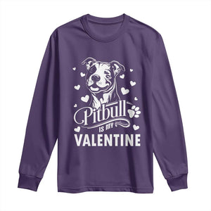 Valentine's Day Long Sleeve Shirt Pitbull Is My Valentine Cute Dog Heart TS09 Purple Print Your Wear