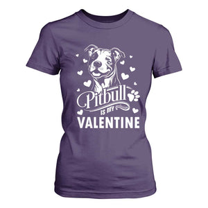 Valentine's Day T Shirt For Women Pitbull Is My Valentine Cute Dog Heart TS09 Purple Print Your Wear