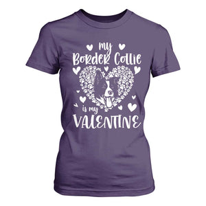 Valentine's Day T Shirt For Women My Border Collie Is My Valentine Cute Dog Heart TS09 Purple Print Your Wear