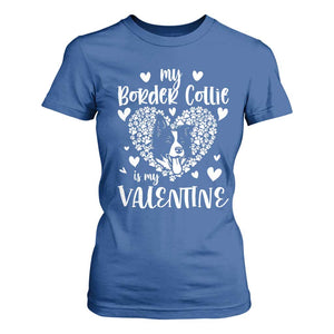 Valentine's Day T Shirt For Women My Border Collie Is My Valentine Cute Dog Heart TS09 Royal Blue Print Your Wear