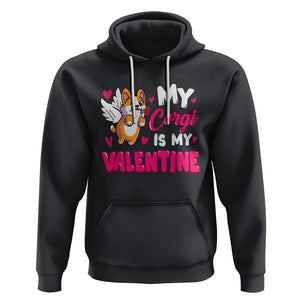 Valentine's Day Hoodie My Corgi Is My Valentine Cute Cupid Dog Rose TS09 Black Printyourwear