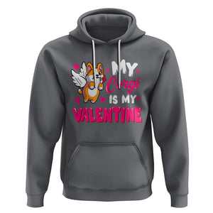 Valentine's Day Hoodie My Corgi Is My Valentine Cute Cupid Dog Rose TS09 Charcoal Printyourwear