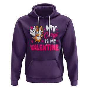 Valentine's Day Hoodie My Corgi Is My Valentine Cute Cupid Dog Rose TS09 Purple Printyourwear