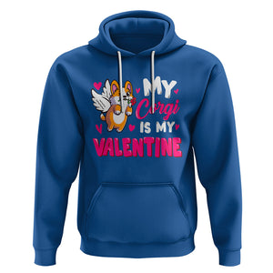 Valentine's Day Hoodie My Corgi Is My Valentine Cute Cupid Dog Rose TS09 Royal Blue Printyourwear