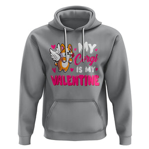 Valentine's Day Hoodie My Corgi Is My Valentine Cute Cupid Dog Rose TS09 Sport Gray Printyourwear